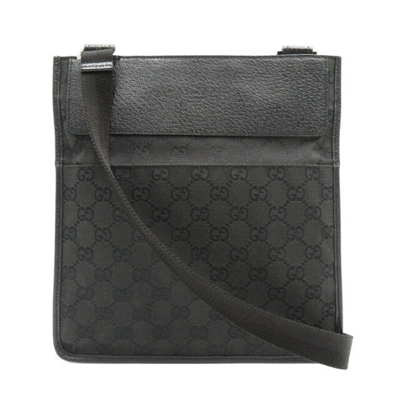 Gucci GG Canvas Shoulder Bag Leather Black - Picture 1 of 10